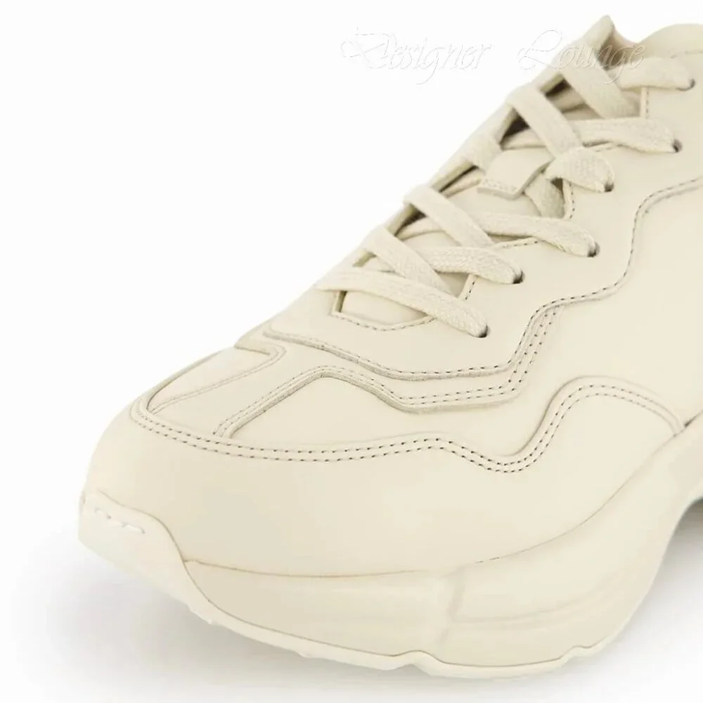 NEW GUCCI Rhyton Interlocking G Ivory Leather Sneakers Men’s G 11.5 / US 12 Auth